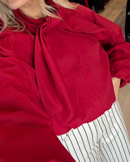 Tie Neck Jacket - Red