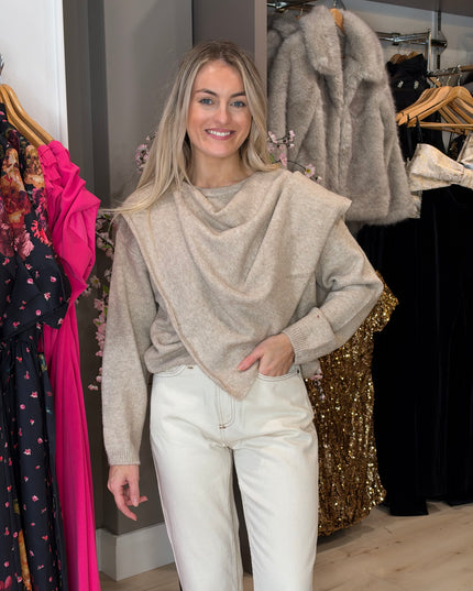 Drape Knit Top - Beige