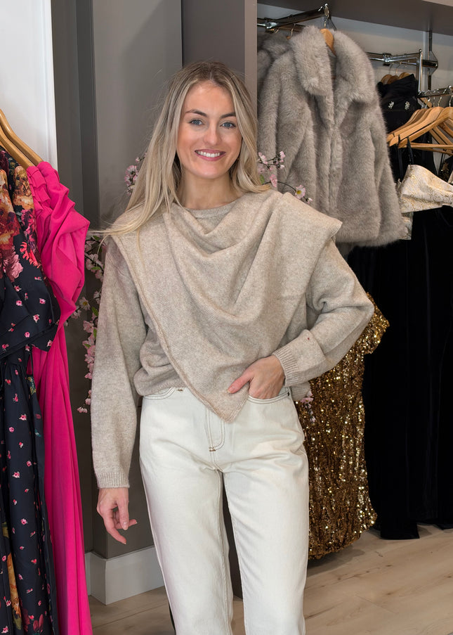 Drape Knit Top - Beige