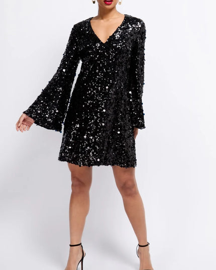 Sequin Mini Dress by Vogue Williams - Black