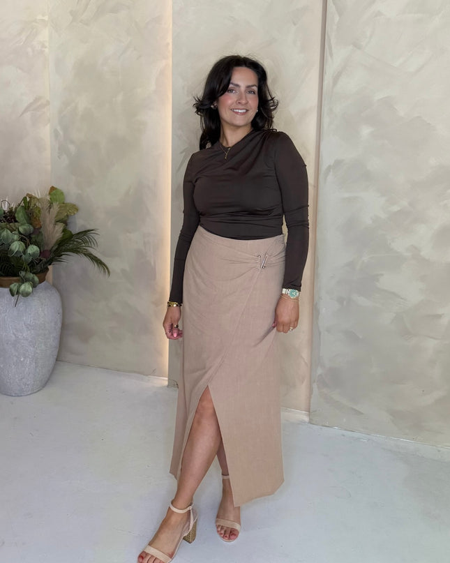 Drape Midi Skirt - Camel