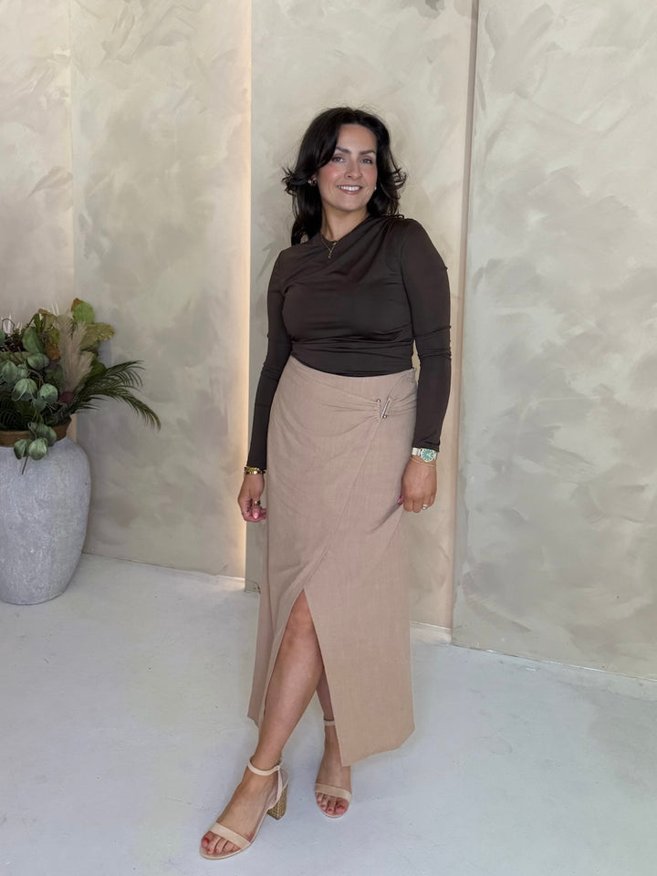 Drape Midi Skirt - Camel