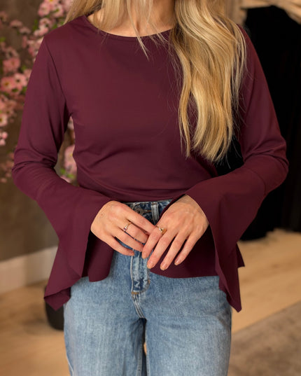 Flared Sleeve Top - Burgundy