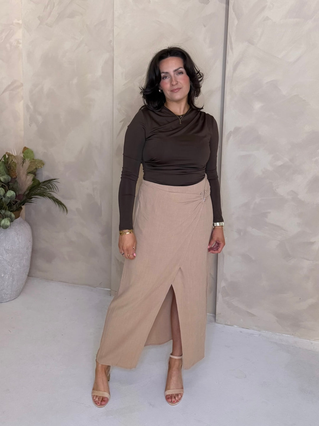 Drape Midi Skirt - Camel