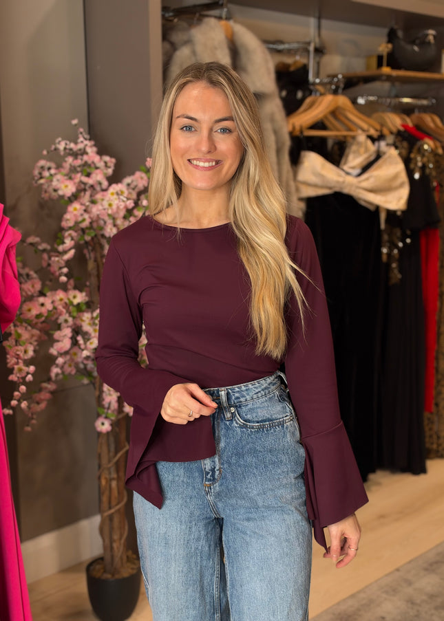 Flared Sleeve Top - Burgundy