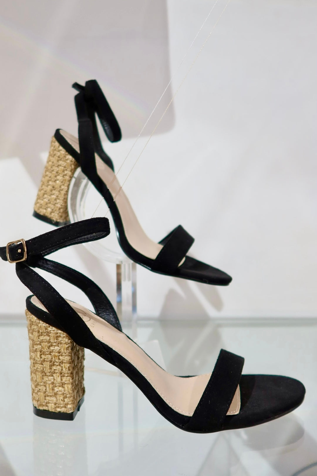 Black and gold block heels outlet
