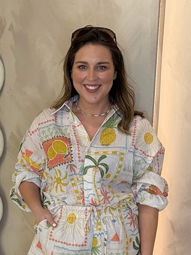 Sunshine Oversized Shirt - Yellow Print