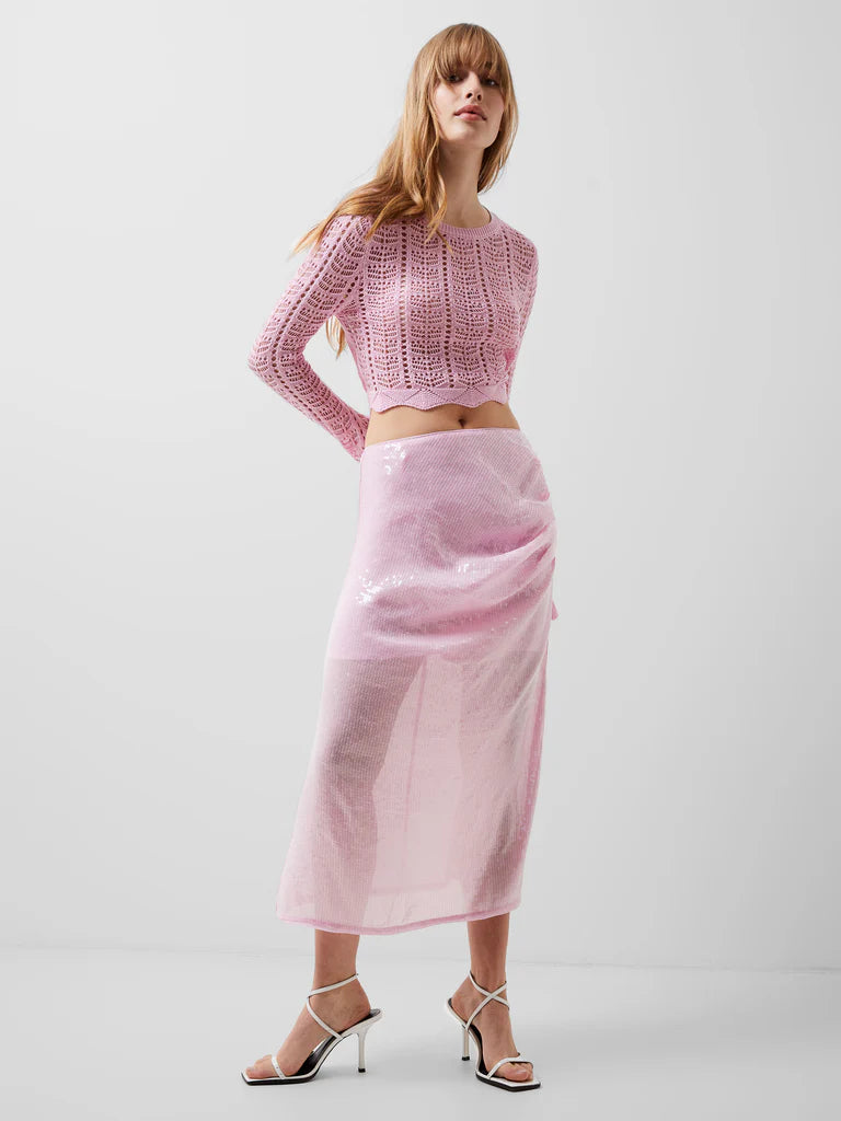 French Connection Anisha Ombre Sequin Skirt - Strawberry Shake 