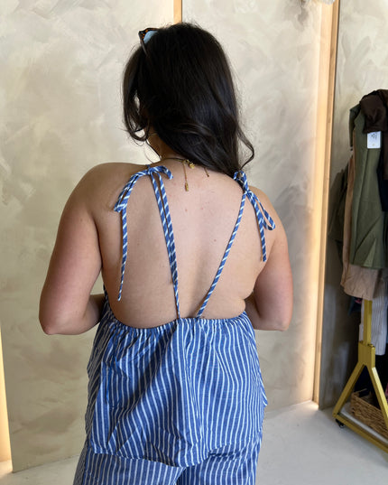 Pinstripe Two-Piece - Dark Blue
