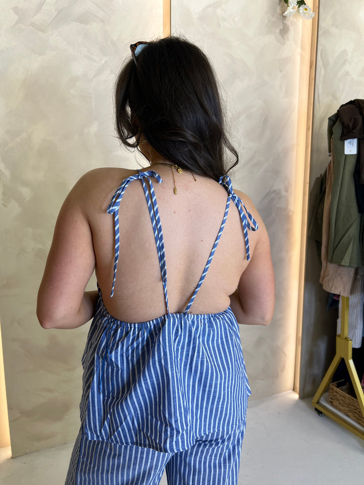 Pinstripe Two-Piece - Dark Blue