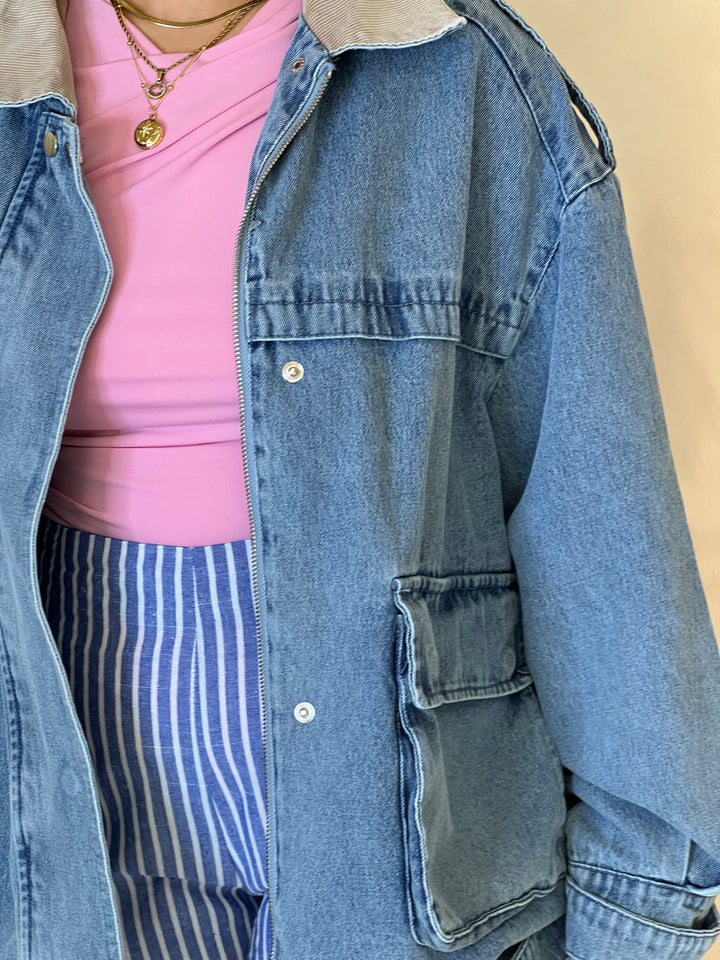 Oversized Denim Jacket - Light Blue