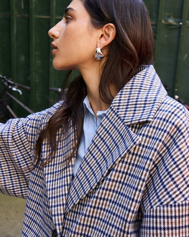 Emmalu Coat - Dark Navy Multi Check