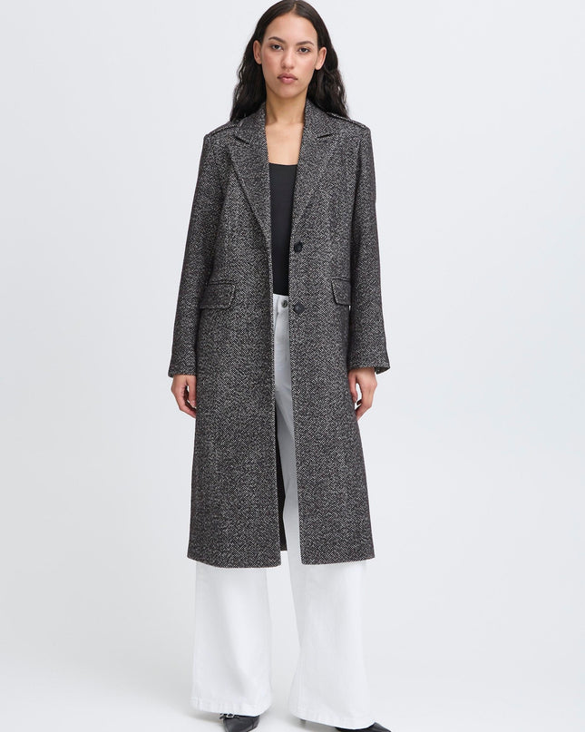 Emmalu Coat - Black Herringbone