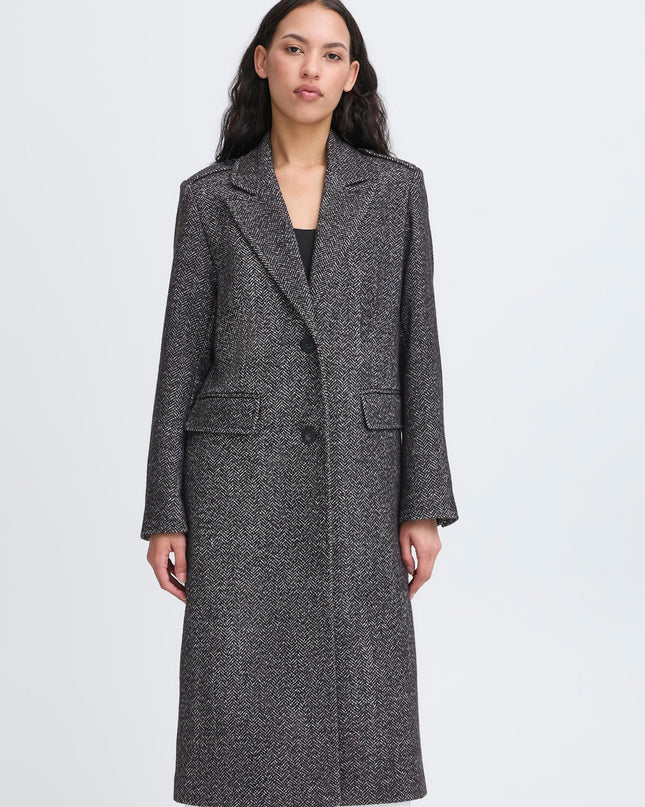 Emmalu Coat - Black Herringbone