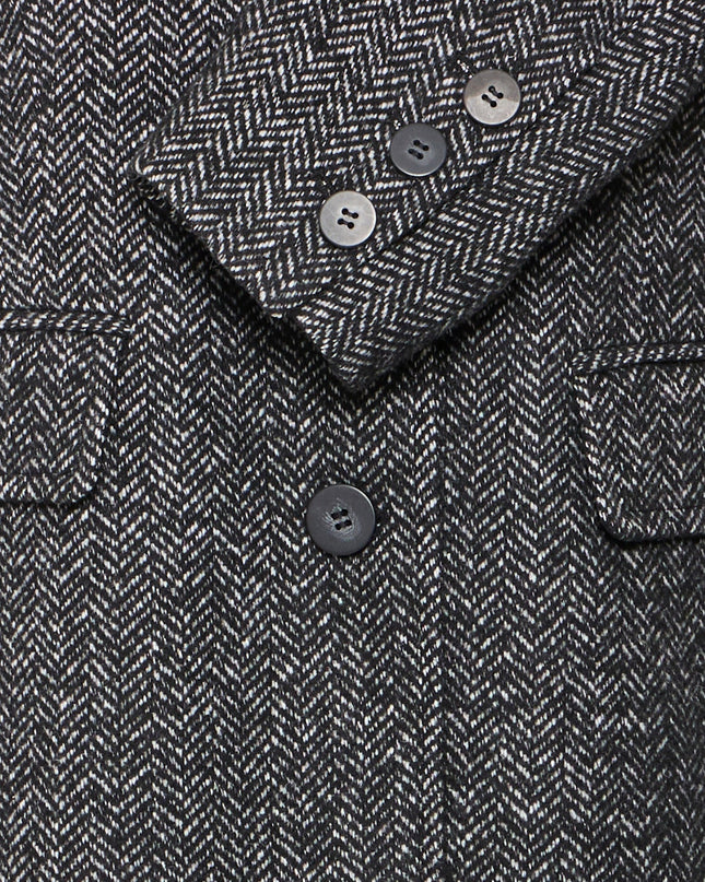 Emmalu Coat - Black Herringbone