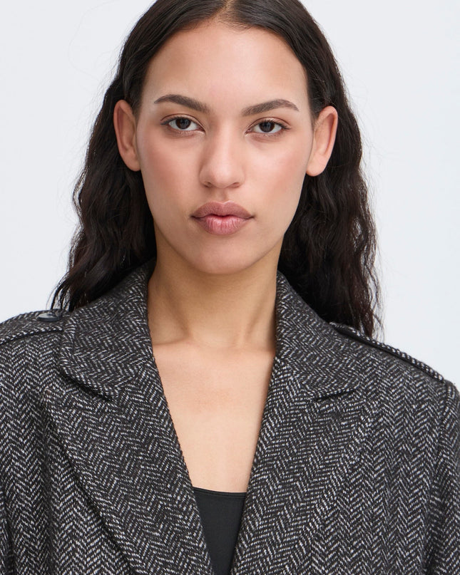 Emmalu Coat - Black Herringbone
