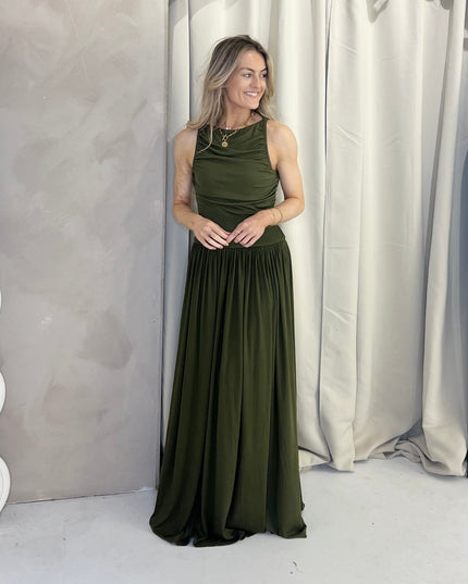Stretch Maxi Dress - Forest Green