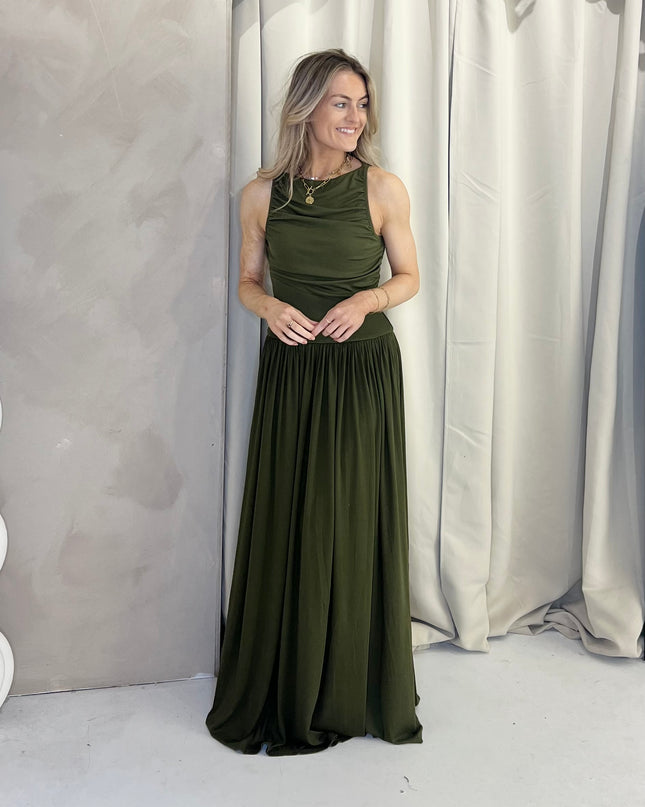 Stretch Maxi Dress - Forest Green