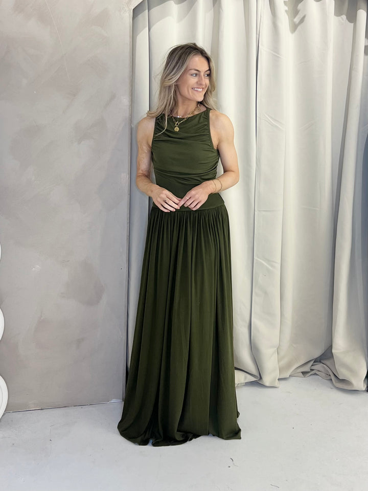 Stretch Maxi Dress - Forest Green