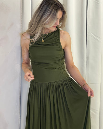 Stretch Maxi Dress - Forest Green