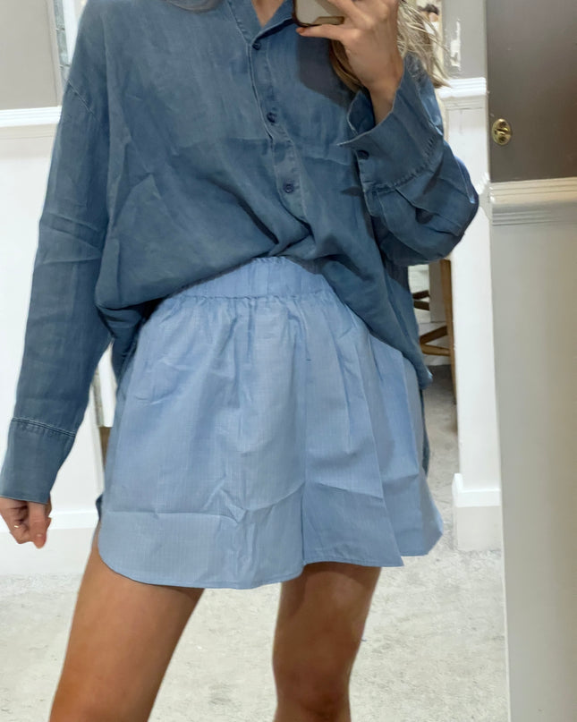 Pin Stipe Boxer Short - Blue
