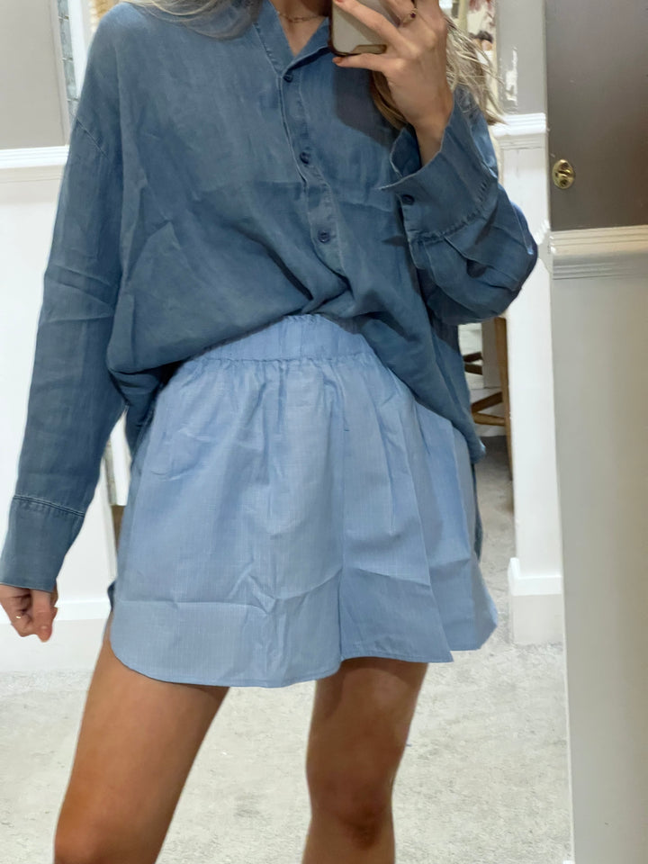 Pin Stipe Boxer Short - Blue
