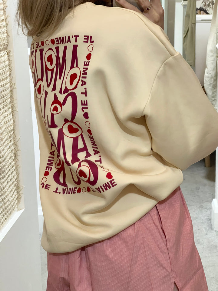 Amour Club Graphic Sweatshirt - Cream
