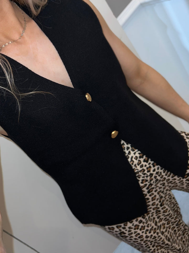 Fine Knit Waistcoat - Black