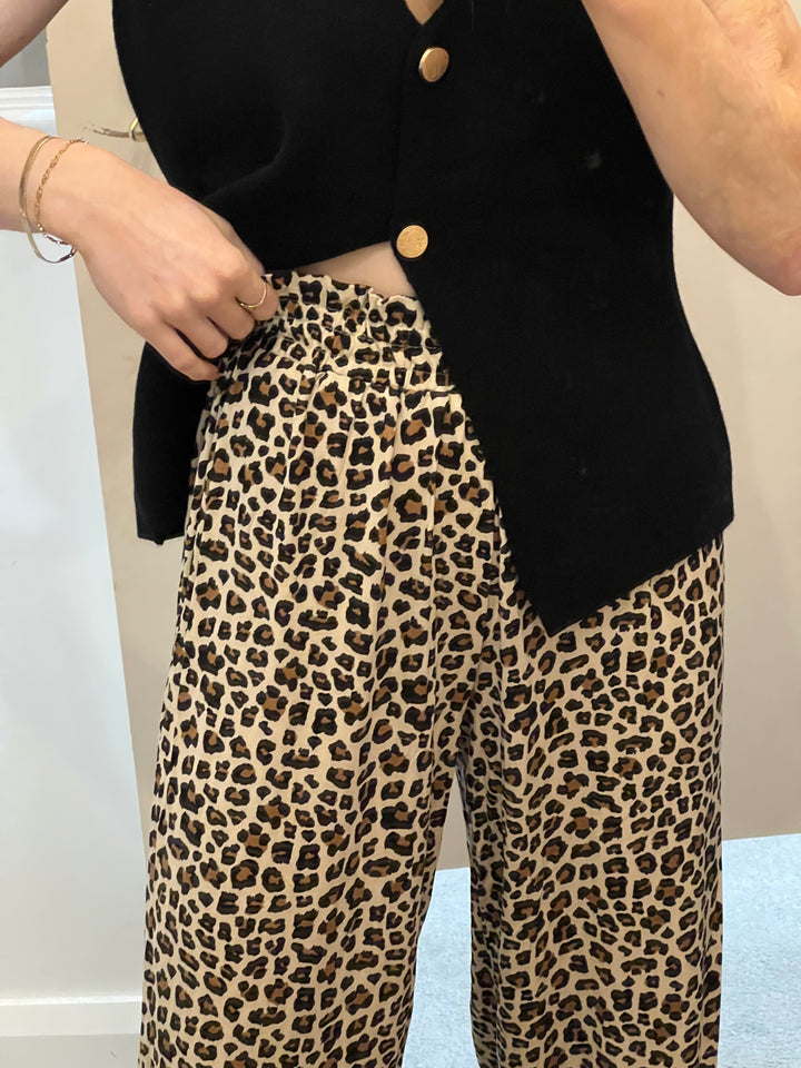 Leopard Trousers - Beige