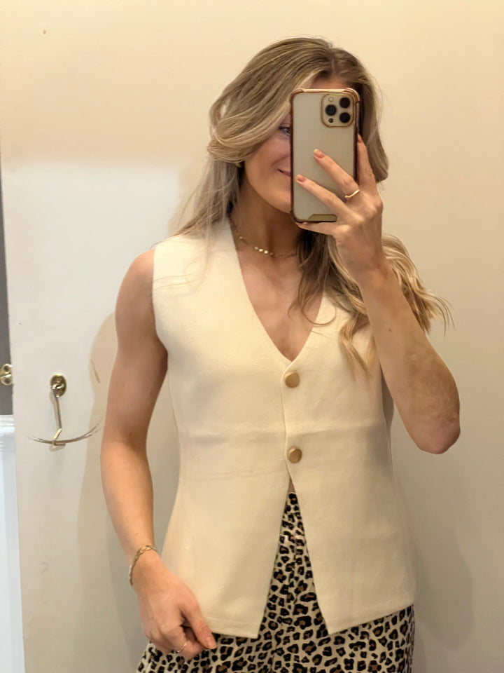 Fine Knit Waistcoat - Cream