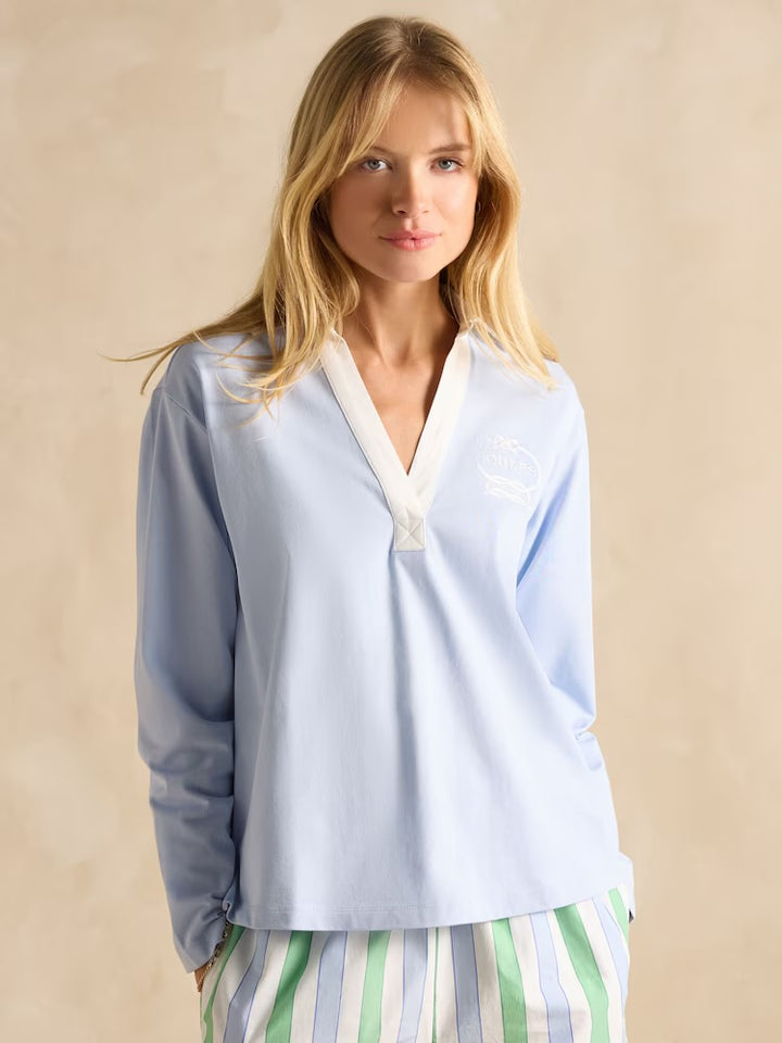 Tallie Cotton Collared Top - Blue