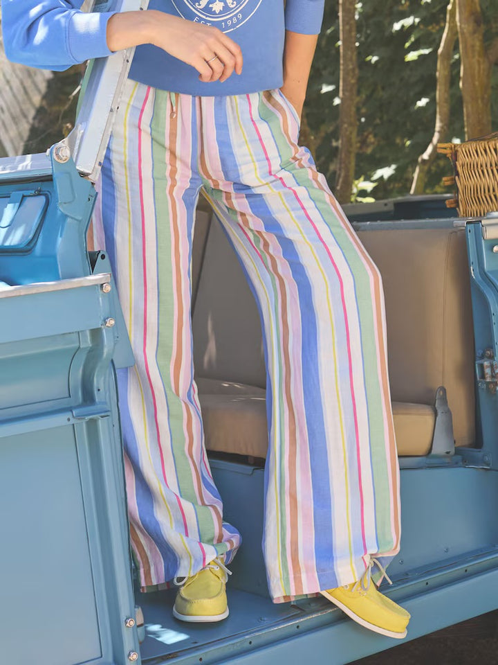 Linen Blend Trousers - Multi Stripe