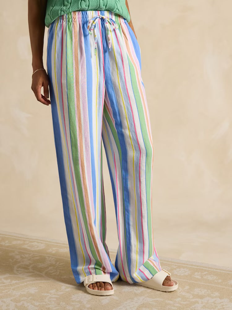 Linen Blend Trousers - Multi Stripe