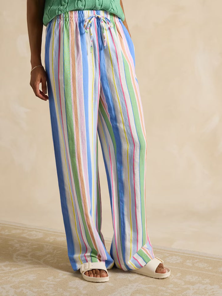 Linen Blend Trousers - Multi Stripe