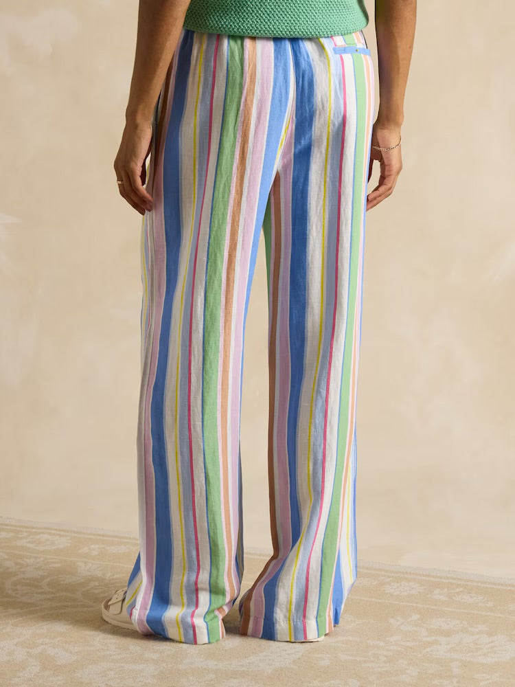 Linen Blend Trousers - Multi Stripe