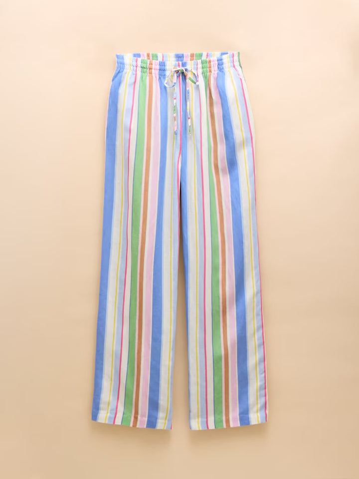 Linen Blend Trousers - Multi Stripe