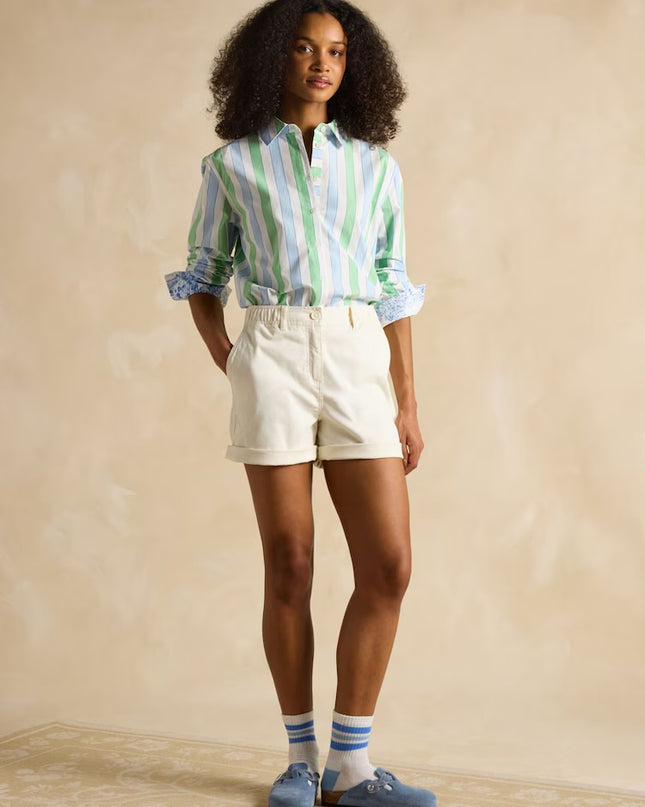 Joules Amilla Stripe Longline Relaxed Fit Shirt - Blue/Green