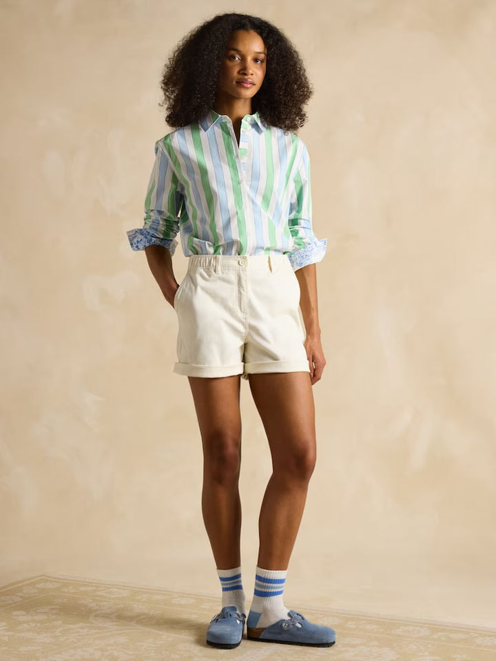 Joules Amilla Stripe Longline Relaxed Fit Shirt - Blue/Green