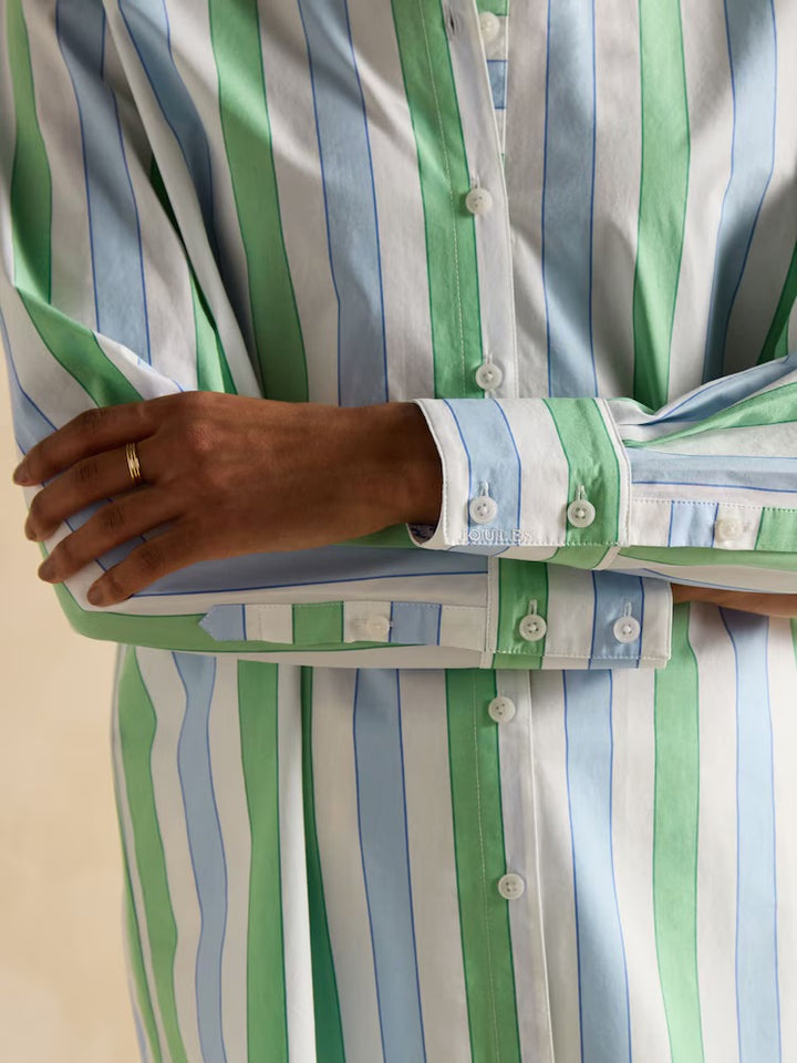 Joules Amilla Stripe Longline Relaxed Fit Shirt - Blue/Green