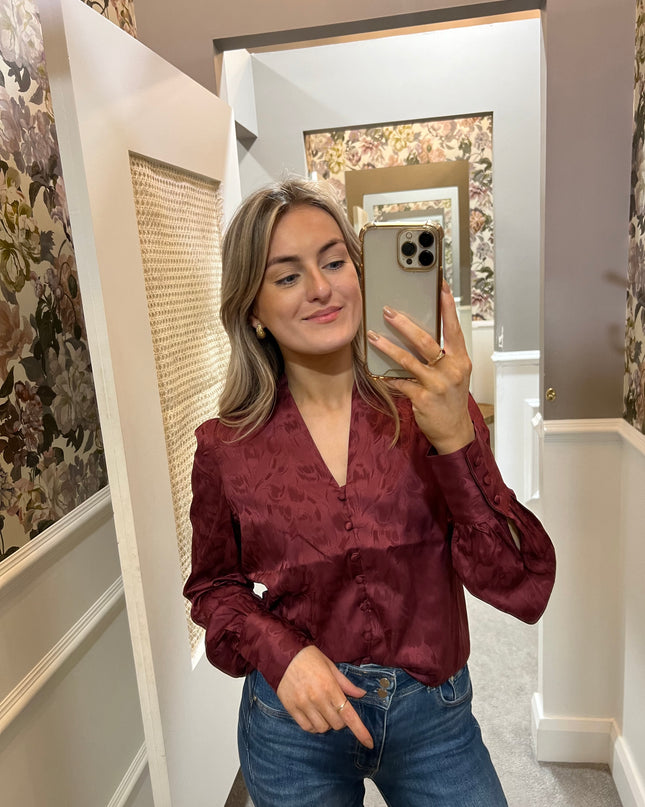 Guess Rita Buttons Shirt - Burgundy