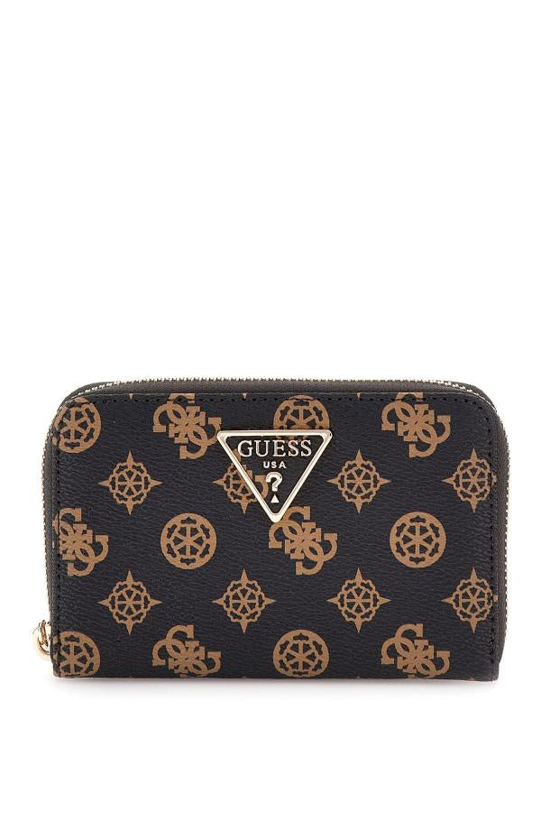 Guess Laurel Medium Zip Around Purse - Mocha Logo