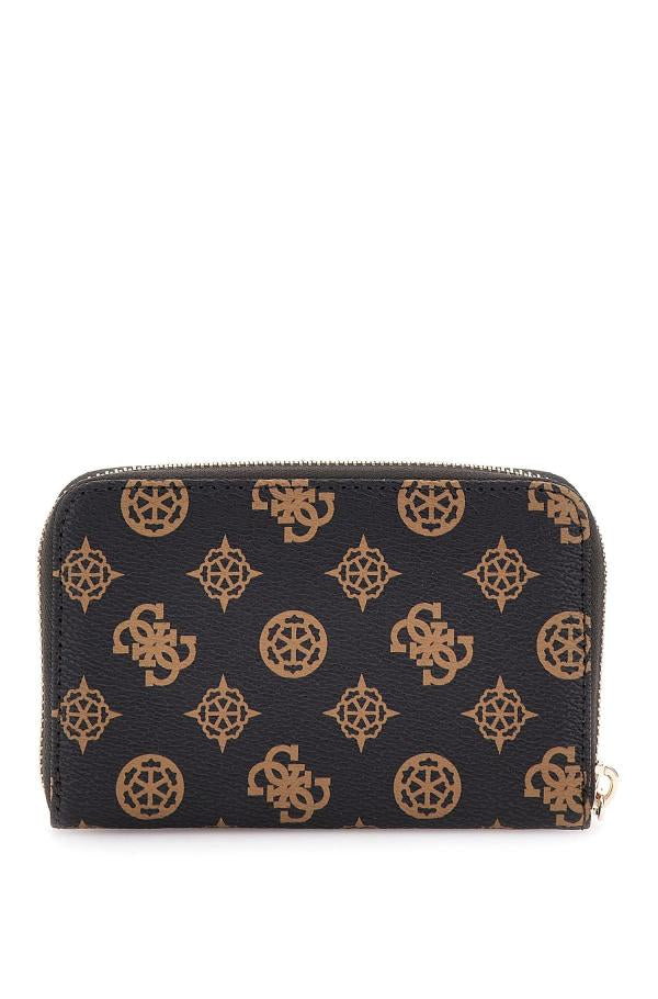 Guess Laurel Medium Zip Around Purse - Mocha Logo