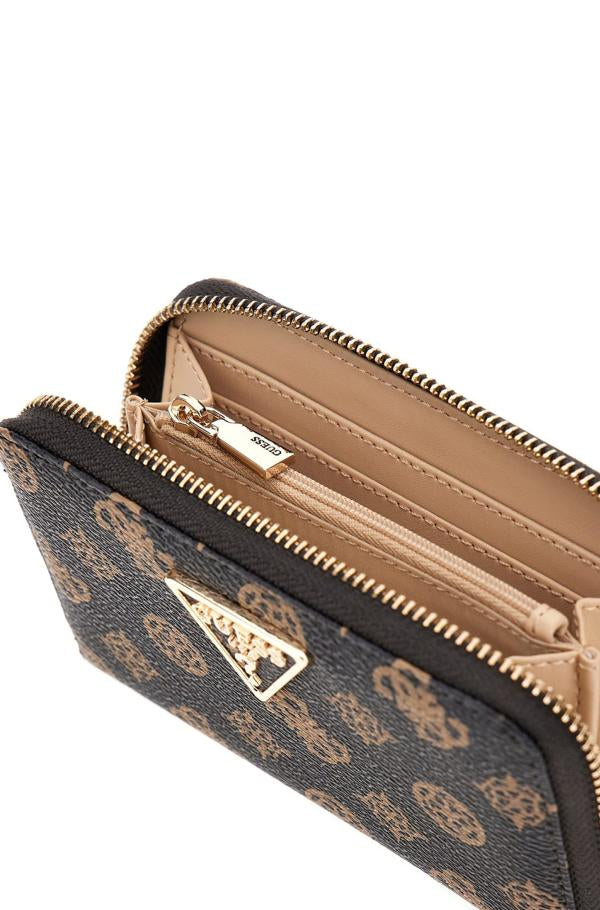 Guess Laurel Medium Zip Around Purse - Mocha Logo