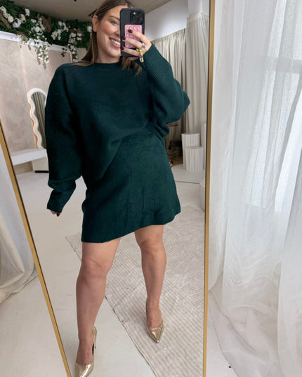 Knit Jumper and Skirt Set - Green