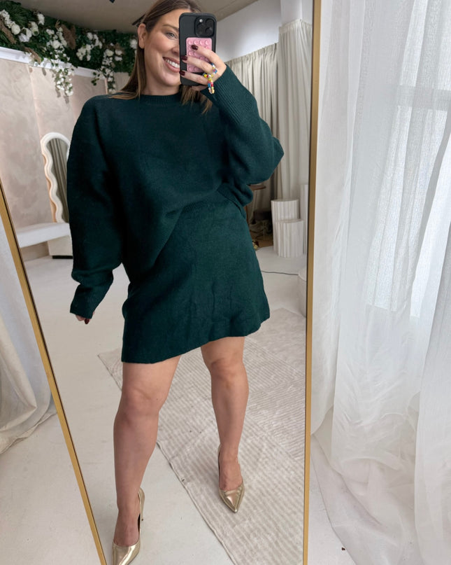 Knit Jumper and Skirt Set - Green