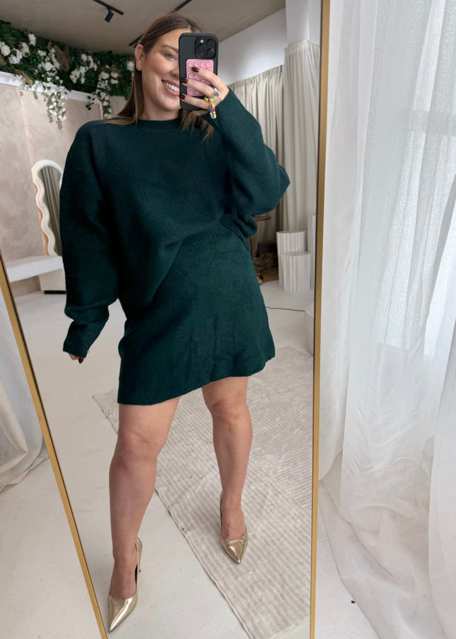Knit Jumper and Skirt Set - Green