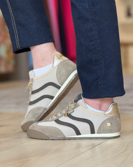 Mesh Metallic Sneaker - Beige/Black