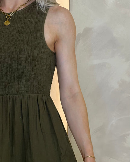 Sleeveless Tiered Charlie Midi Dress - Green