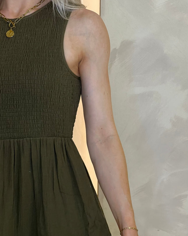 Sleeveless Tiered Charlie Midi Dress - Green