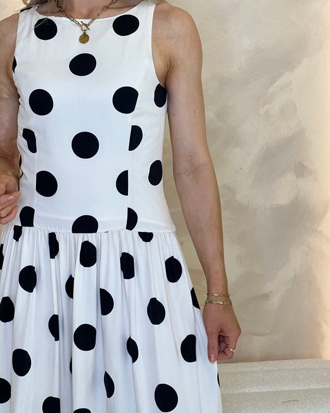 Polka Dot Kyla Midi Dress - White